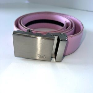 Falari Men's Genuine Leather Ratchet Dress Belt Sliding Buckle Sz 34-36 Pink